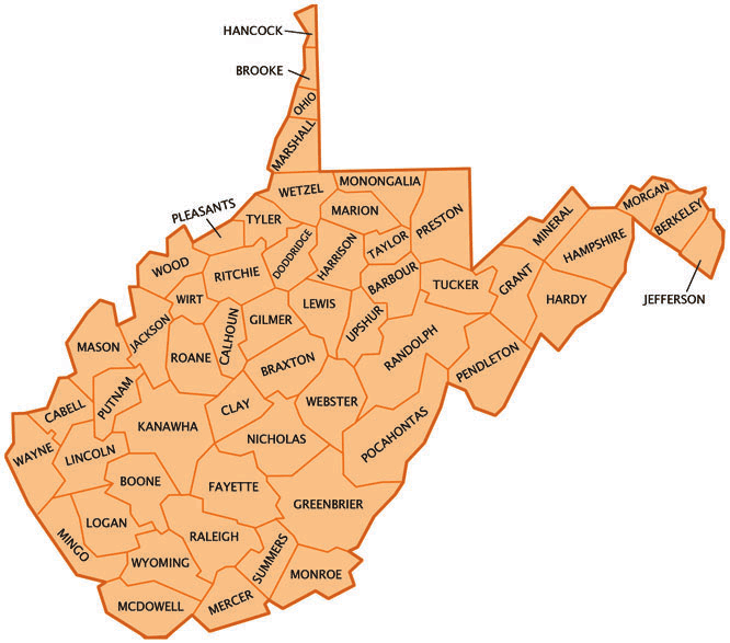 map of West Virginia