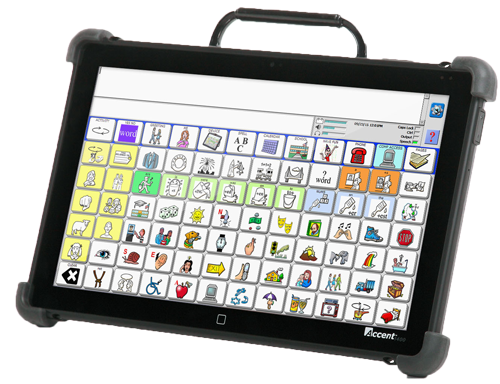 a photo of a switch input device. It's a tablet displaying various icons