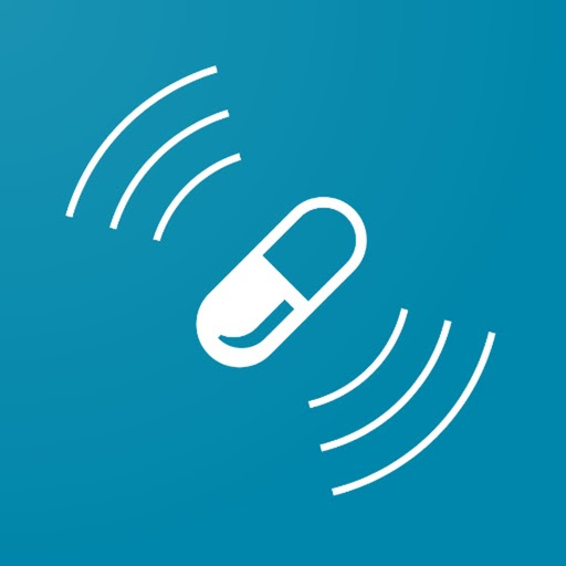 dosecast logo: a pill eminating radio waves